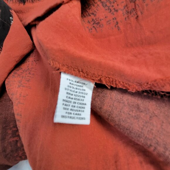 Habitat Womens Orange & Black Tunic Jacket Medium Button Front Asymmetrical Hem - Picture 4 of 9